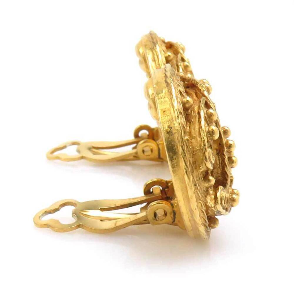 CHANEL Authentic Gold Logo Earrings - Picture 2 of 12
